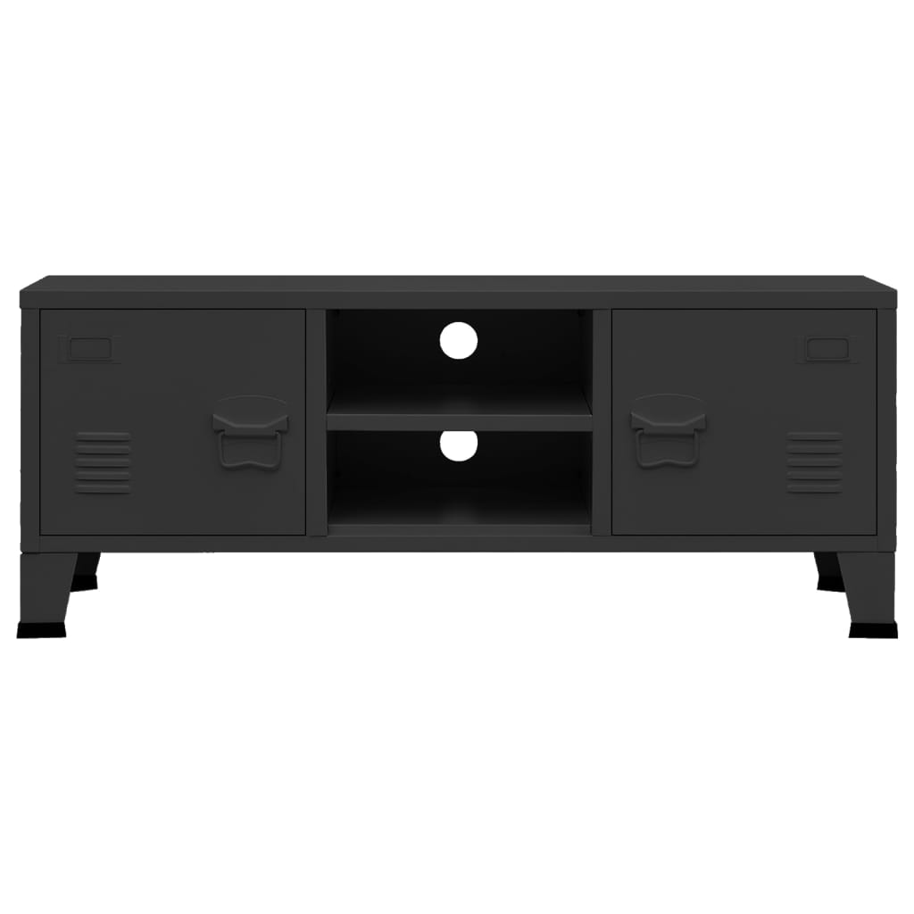 Mueble de TV industrial metal negro 105x35x42 cm