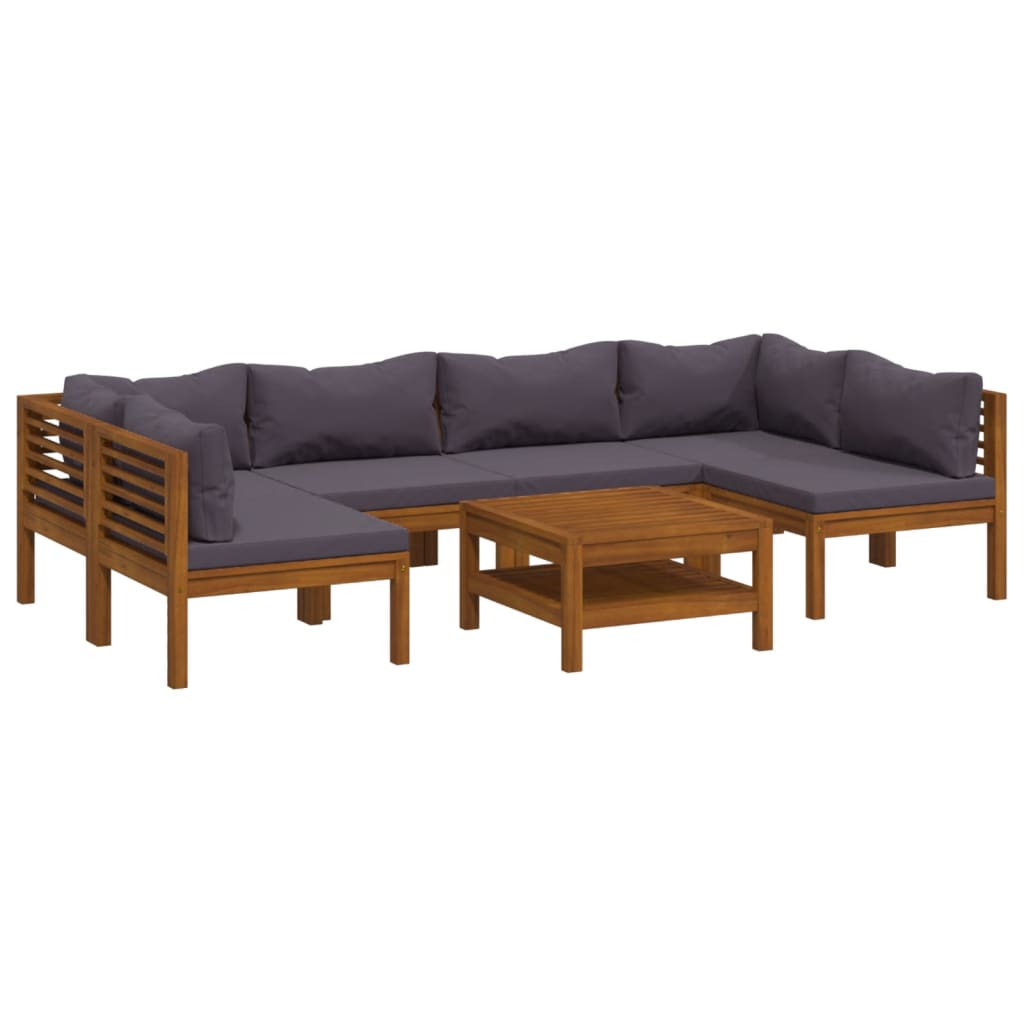 Muebles de jardín 7 pzas cojines madera maciza de acacia vidaXL