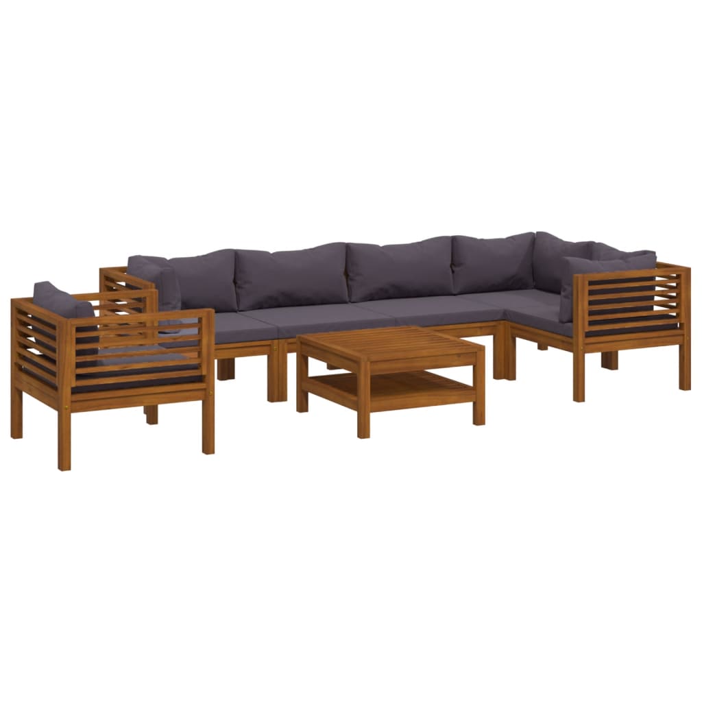 Muebles de jardín 7 pzas cojines madera maciza de acacia vidaXL