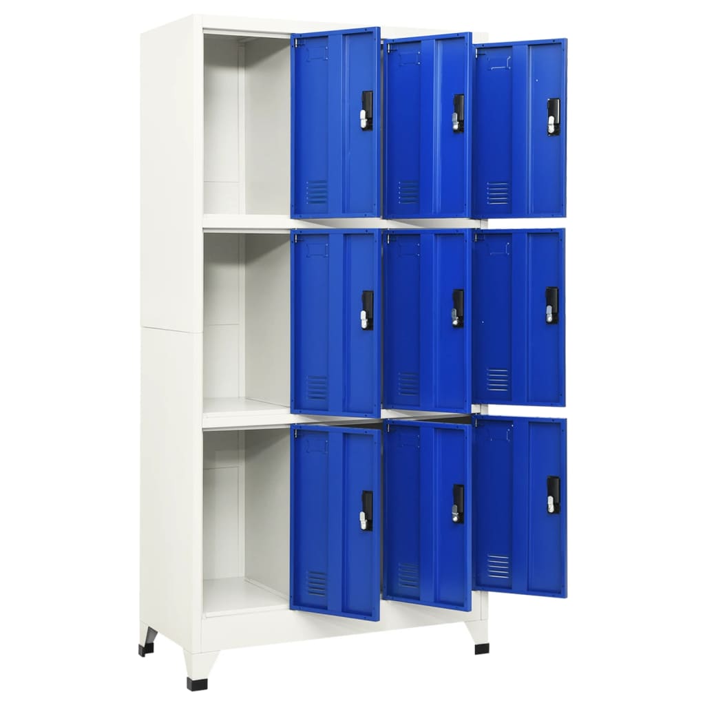 Box Office in acciaio grigio e blu 90x45x180 cm