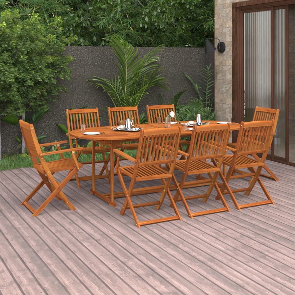 Vetonek Set comedor de jardín 9 piezas madera maciza acacia 220x90x75cm