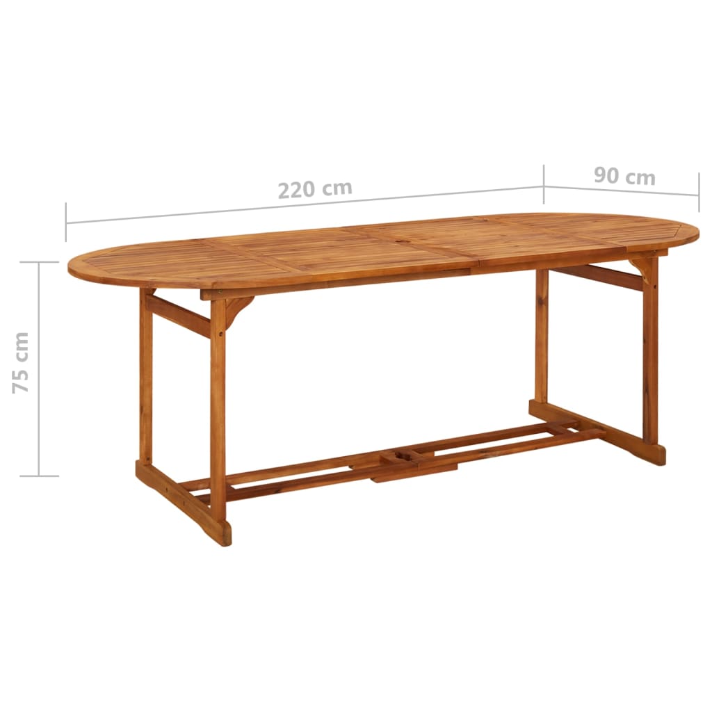 Set comedor de jardín 9 piezas madera maciza acacia 220x90x75cm vidaXL