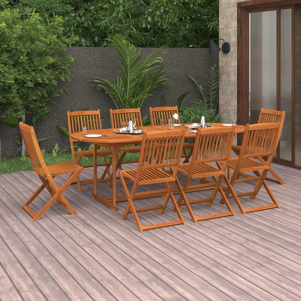 Vetonek Set comedor de jardín 9 piezas madera maciza acacia 220x90x75cm