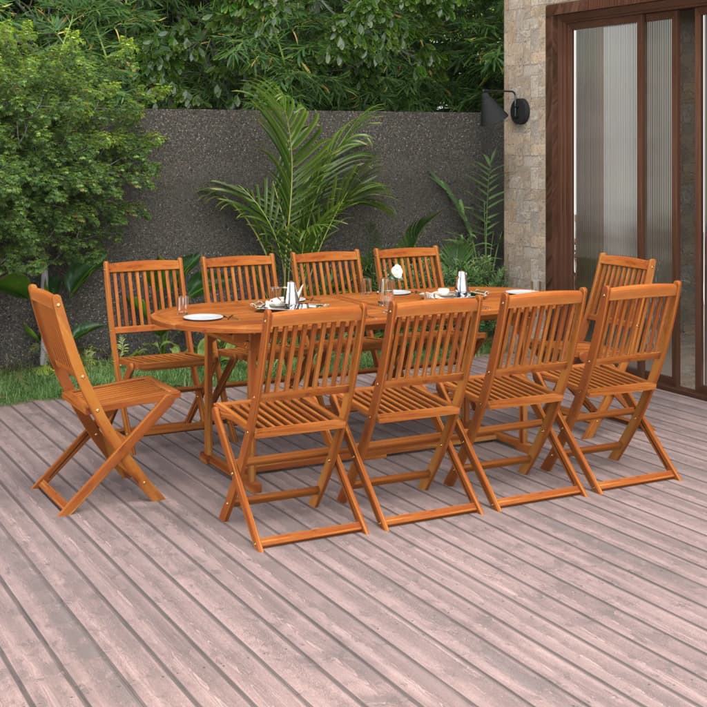 Vetonek Set comedor de jardín 11piezas madera maciza acacia 220x90x75cm