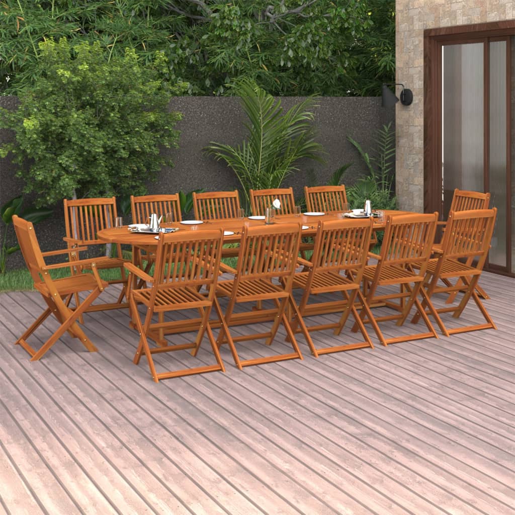 Vetonek Set comedor de jardín 13piezas madera maciza acacia 280x90x75cm