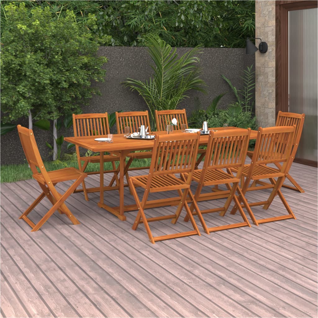 Vetonek Set comedor de jardín 9 piezas madera maciza acacia 220x90x75cm