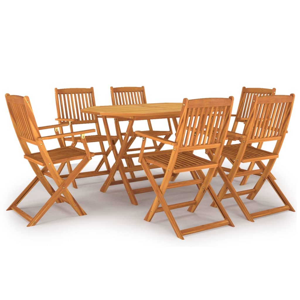 Set de comedor de jardín 7 piezas madera maciza de acacia vidaXL