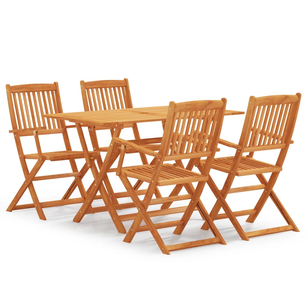 Vetonek Set de comedor de jardín plegable 5 pzas madera eucalipto