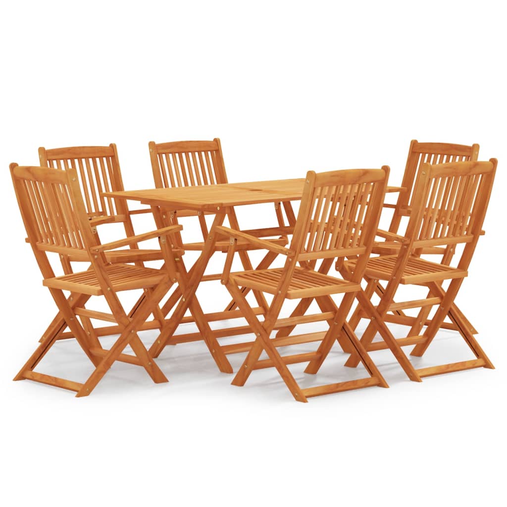 Vetonek Set de comedor de jardín plegable 7 pzas madera eucalipto