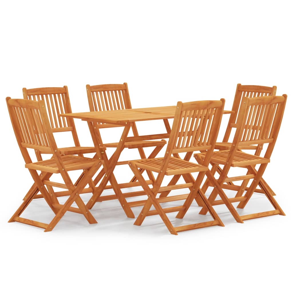 Vetonek Set de comedor de jardín plegable 7 pzas madera eucalipto