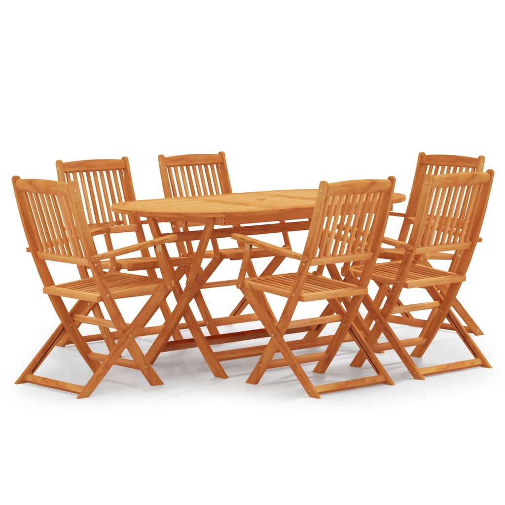 Vetonek Set de comedor de jardín plegable 7 pzas madera eucalipto