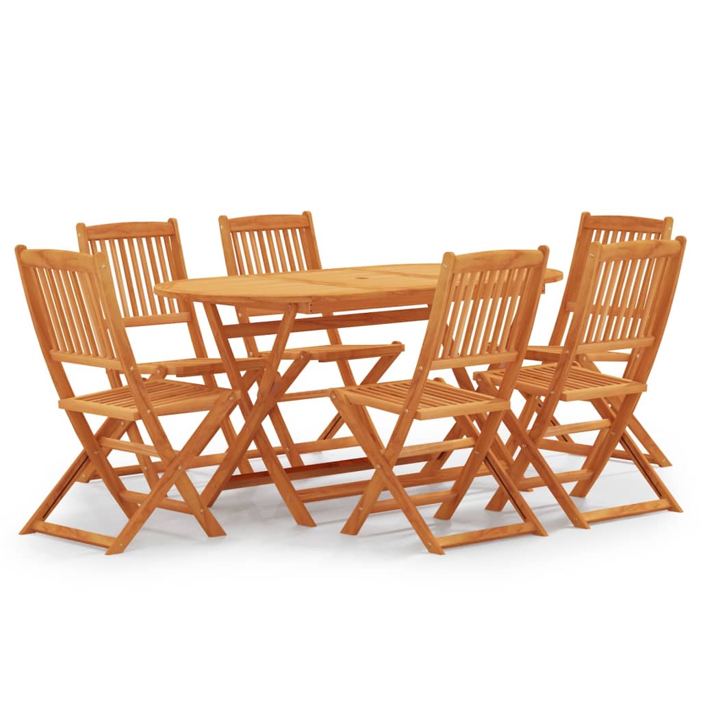 Vetonek Set de comedor de jardín plegable 7 pzas madera eucalipto