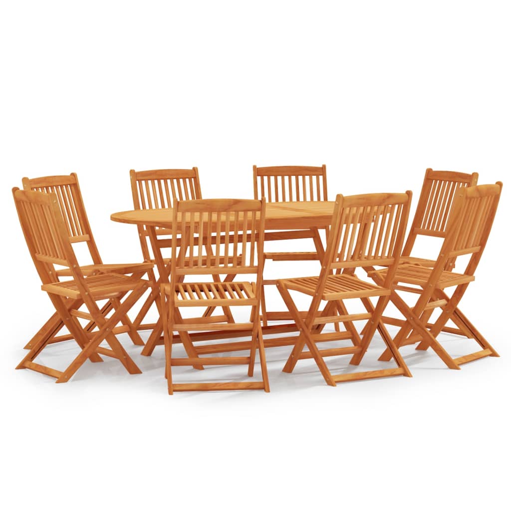 Vetonek Set de comedor de jardín plegable 9 pzas madera eucalipto