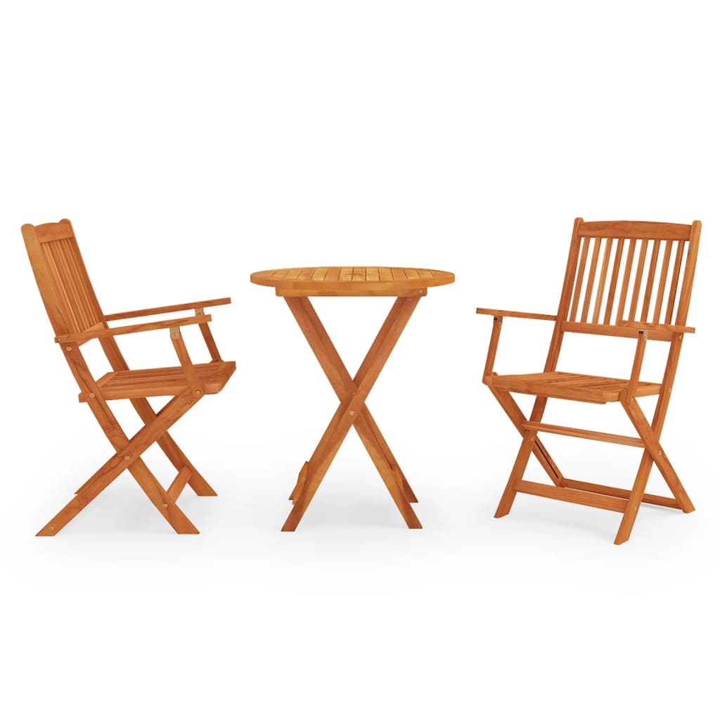 Vetonek Set de comedor de jardín plegable 3 pzas madera eucalipto