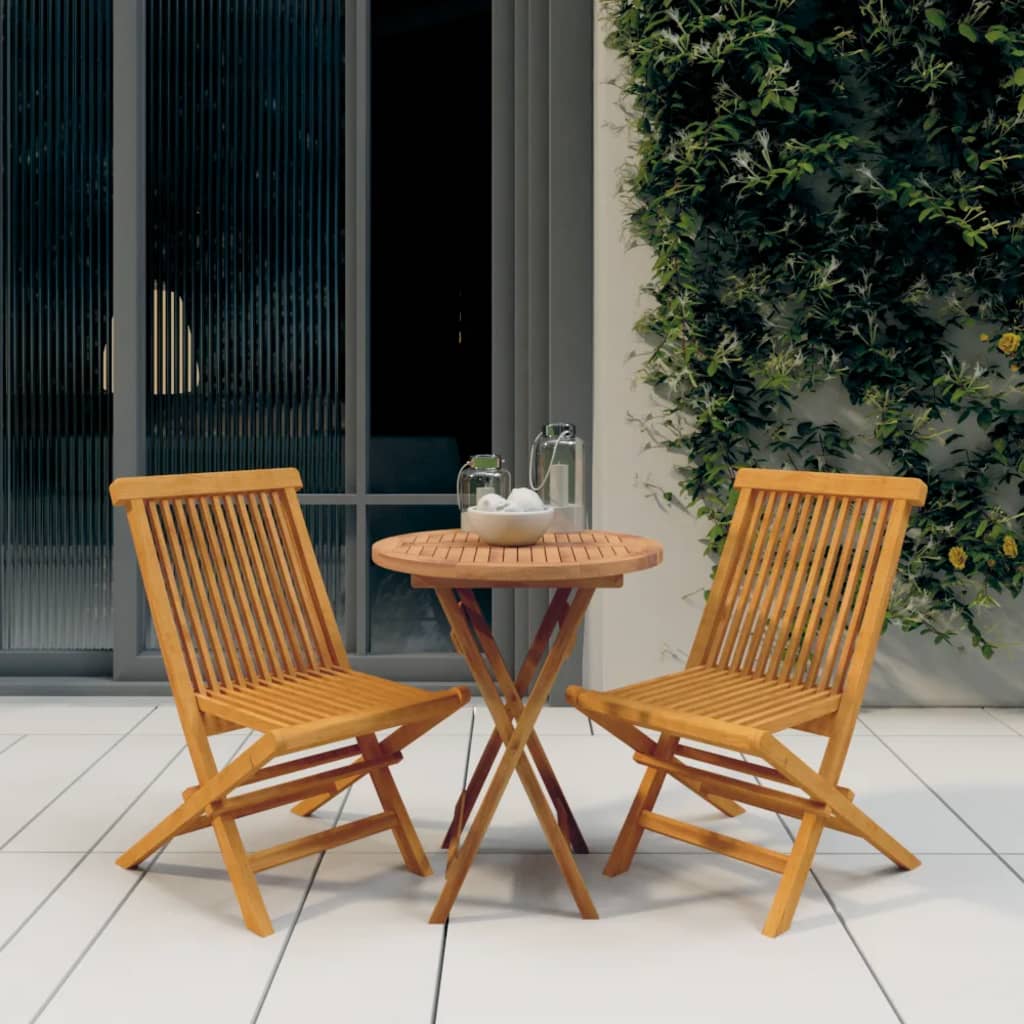 Vetonek Juego de comedor para jardín 3 piezas madera maciza de teca