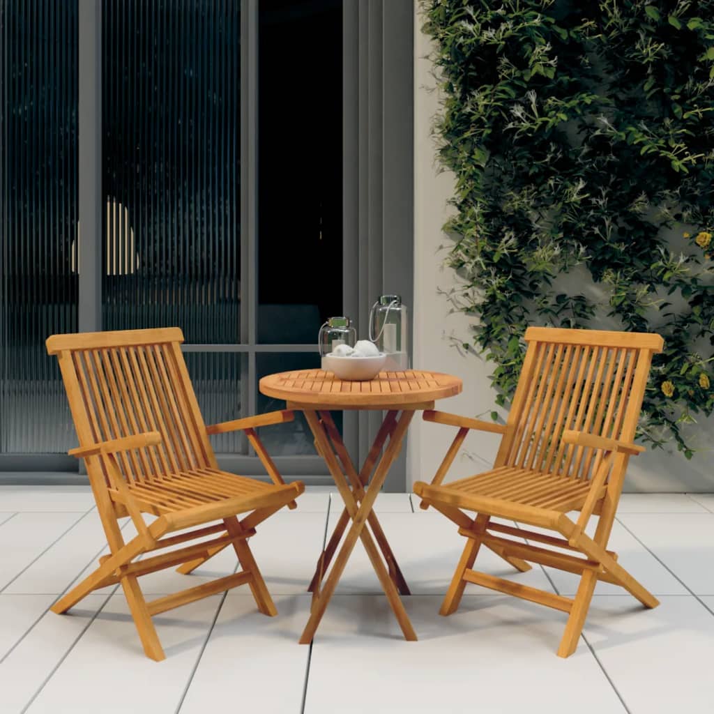 Vetonek Juego de comedor para jardín 3 piezas madera maciza de teca