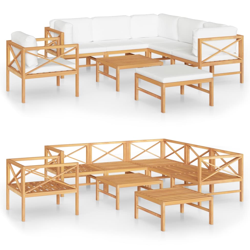 Set de muebles de jardín 8 pzas madera de teca y cojines crema vidaXL