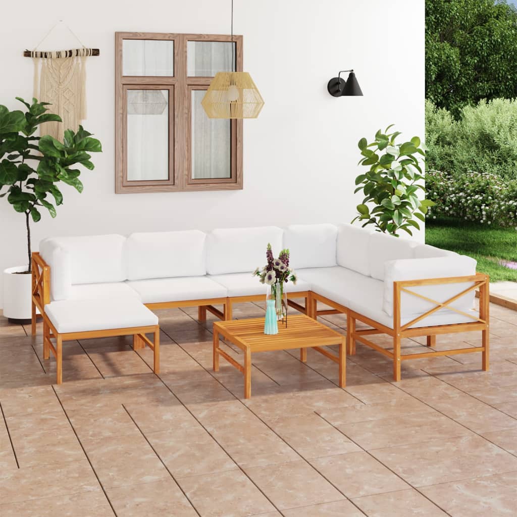 Vetonek Set de muebles de jardín 8 pzas madera de teca y cojines crema