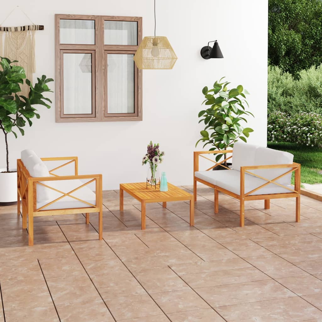 Set de muebles de jardín 3 pzas con cojines madera de teca vidaXL