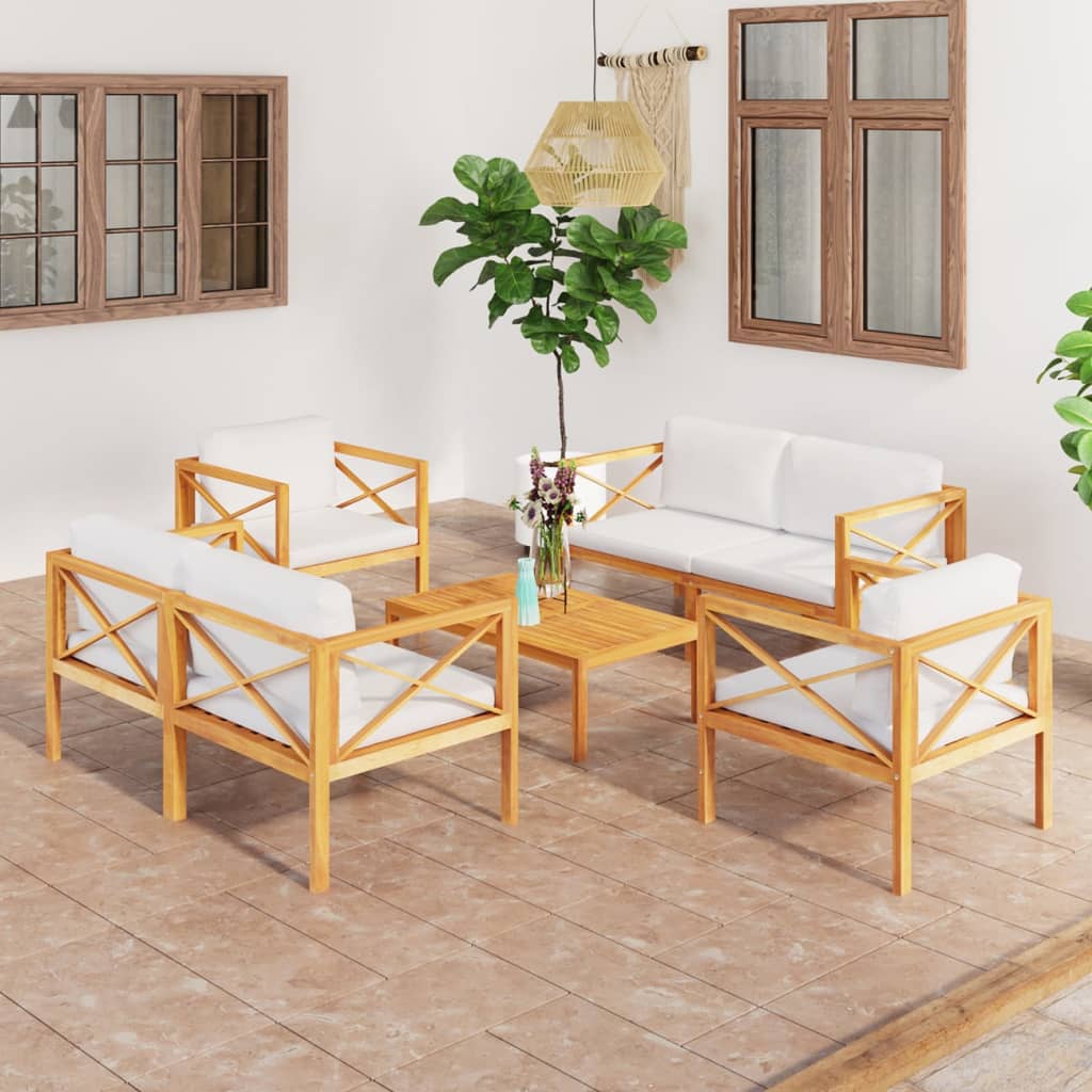 Vetonek Set de muebles de jardín 5 pzas con cojines madera de teca