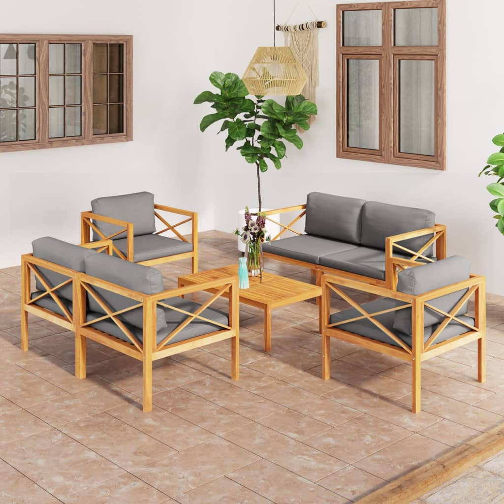 Vetonek Set de muebles de jardín 5 pzas con cojines madera de teca