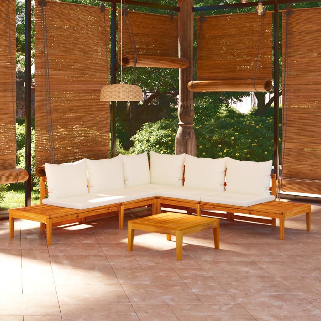 Vetonek Set muebles de jardín 4 pzas cojines crema madera de acacia 