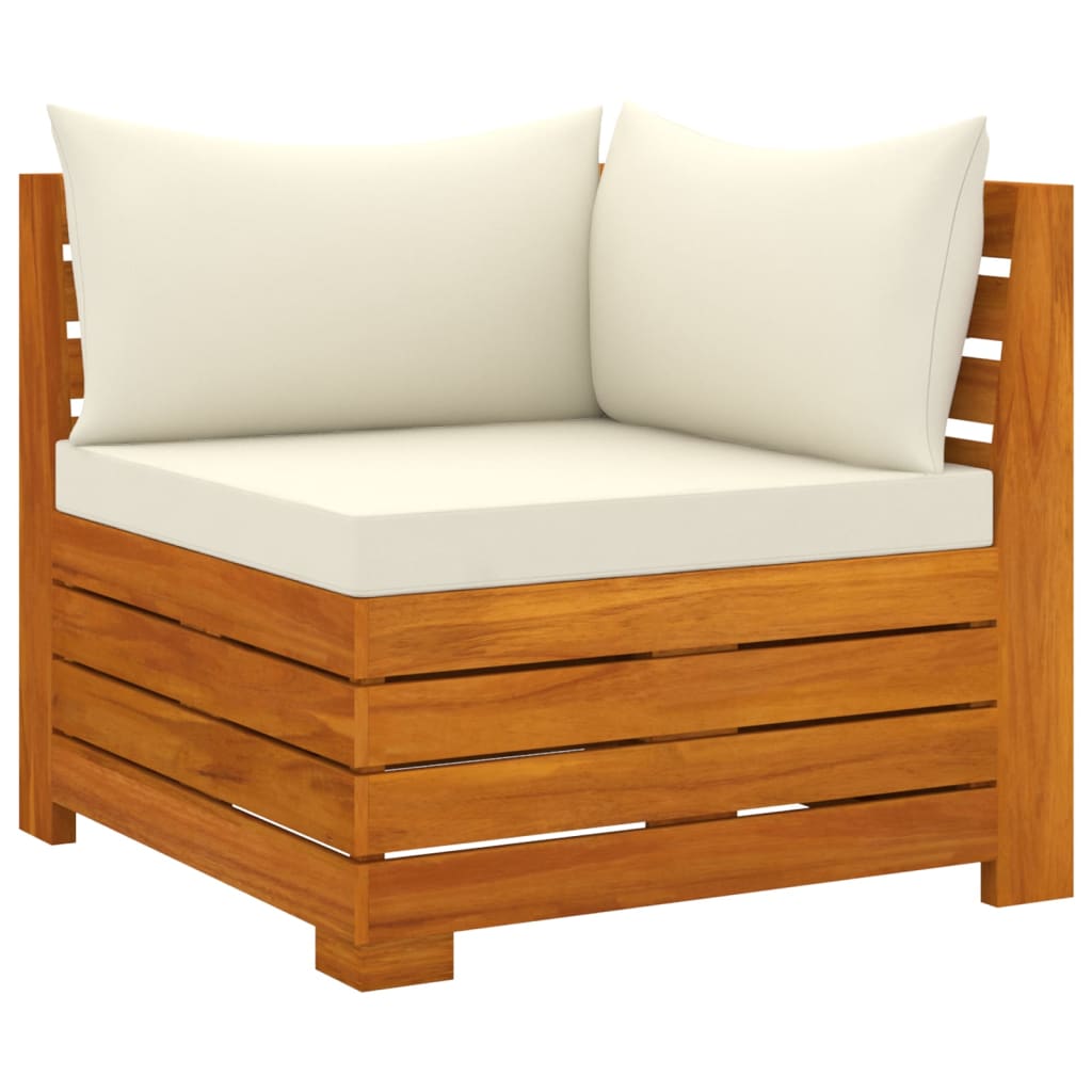 Muebles de jardín 6 piezas con cojines madera maciza de acacia