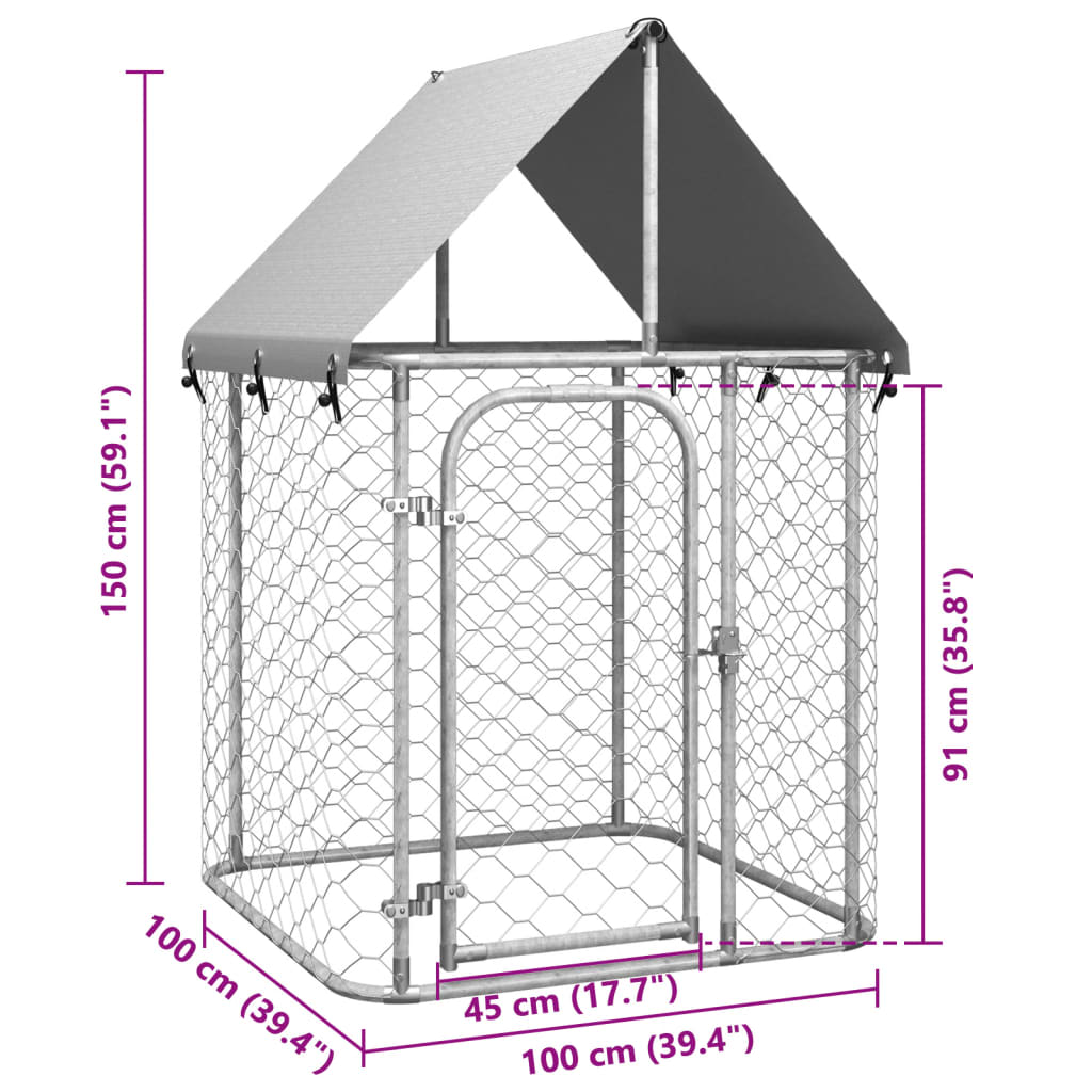 Perrera de exterior con tejado 100x100x150 cm