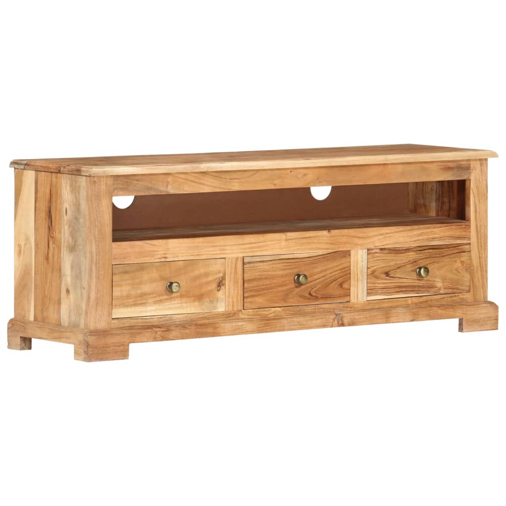 Mueble de TV madera maciza de acacia marrón 110x30x40 cm