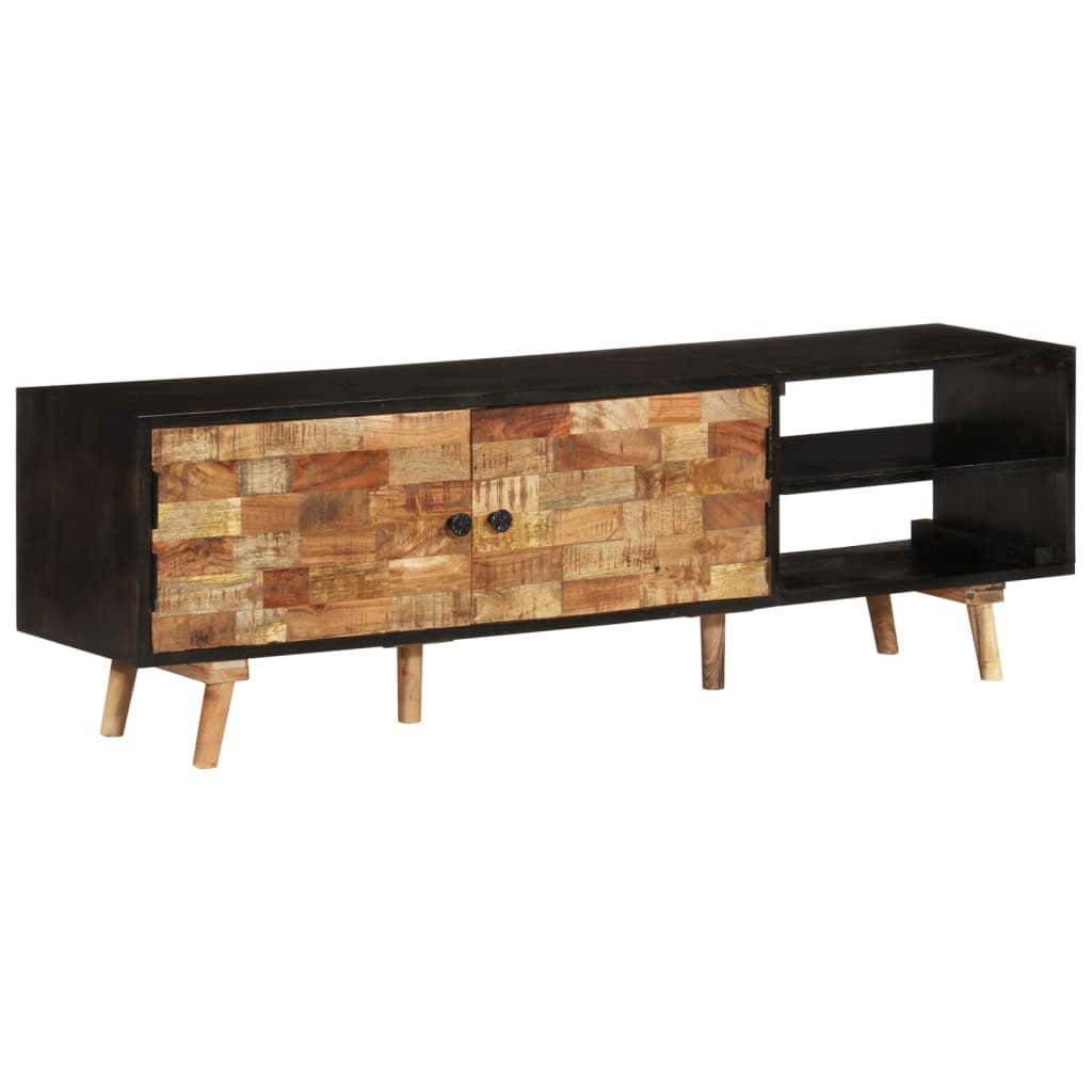 Vetonek Mueble para TV madera de acacia madera mango rugosa 140x30x45cm