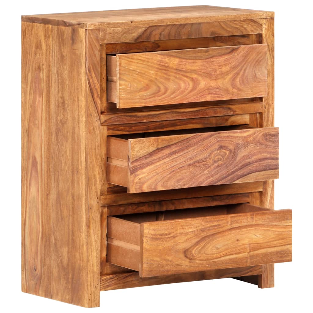 Cómoda de madera maciza de acacia 60x33x75 cm - Vetonek