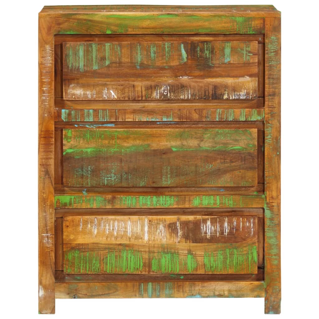 Vetonek Cómoda de madera maciza reciclada multicolor 60x33x75 cm