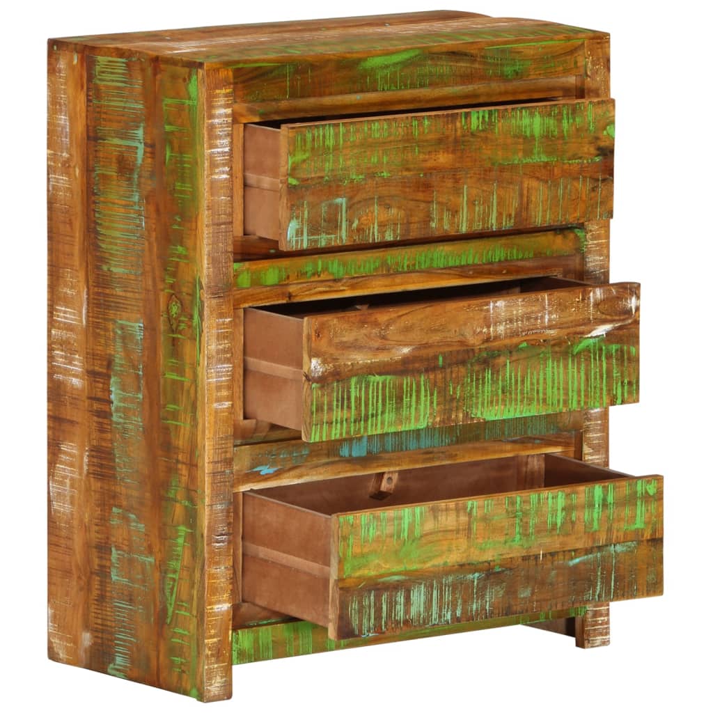 Cómoda de madera maciza reciclada multicolor 60x33x75 cm v5773 - Vetonek