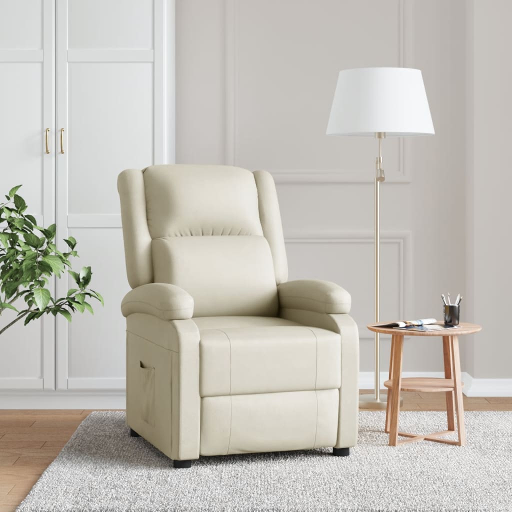 Vetonek Sillón reclinable de cuero sintético blanco