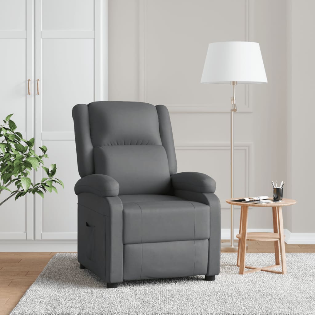 Vetonek Sillón reclinable de cuero sintético gris