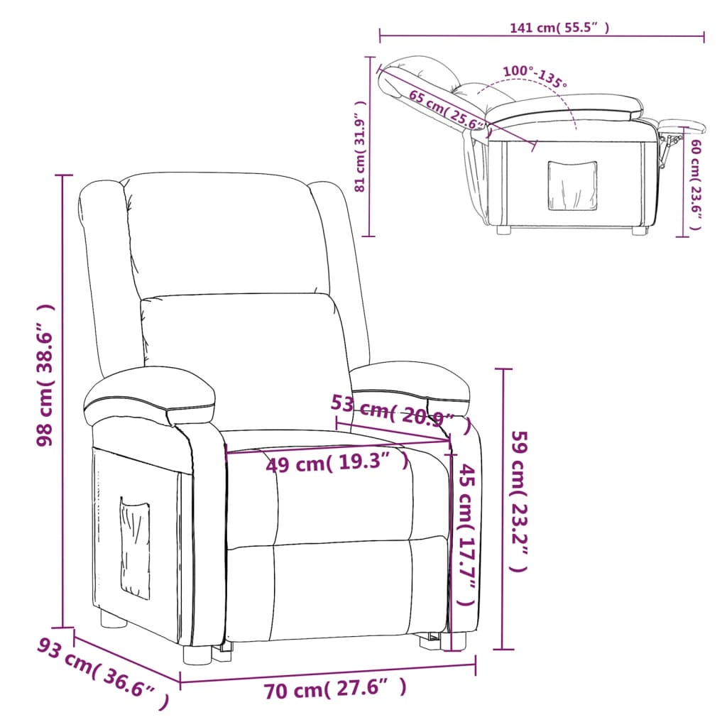 Cadira de cuir gris reclinable