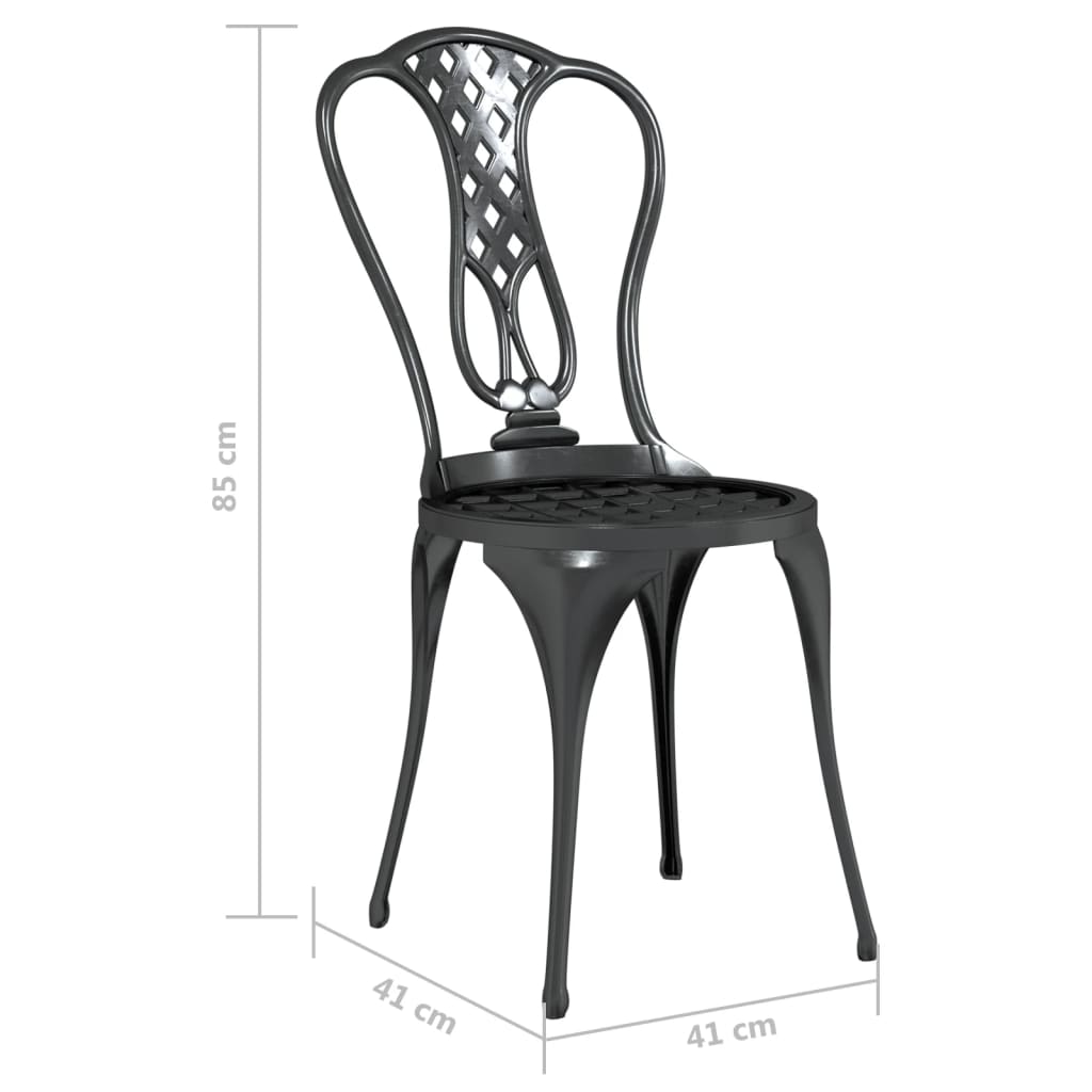 Bistró table and chairs Black molten aluminum