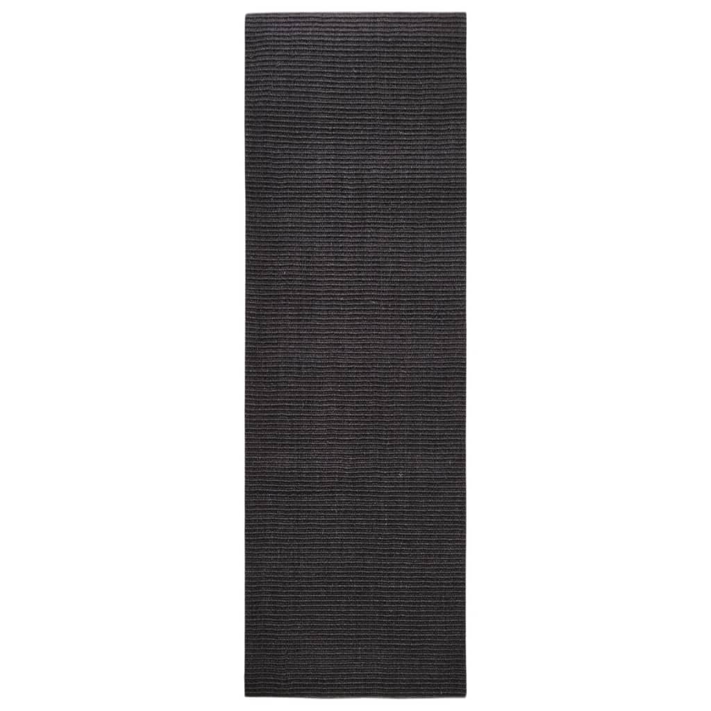 Carpete de sisal negra natural 80x250 cm