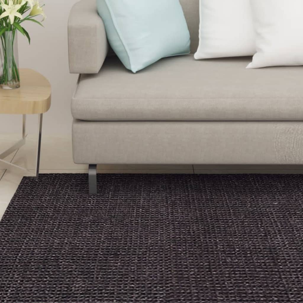 Vetonek Alfombra de sisal natural negro 80x250 cm