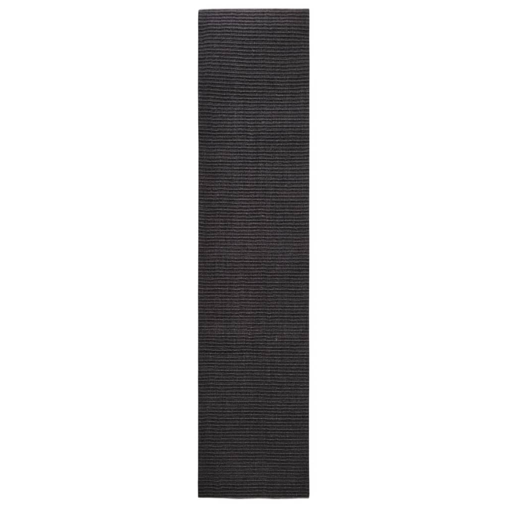 Carpete de sisal natural preto 80x350 cm