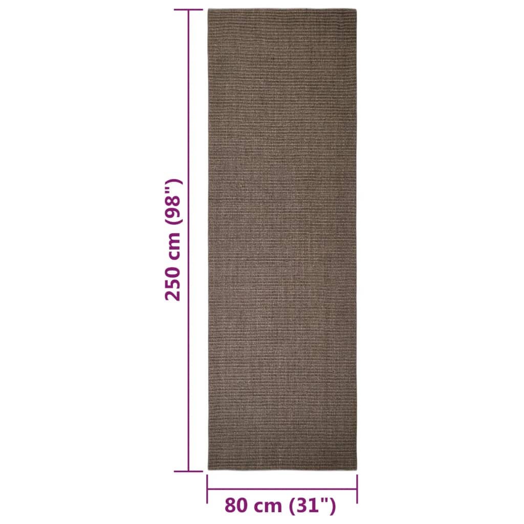 Catifa natural de sisal marró 80x250 cm