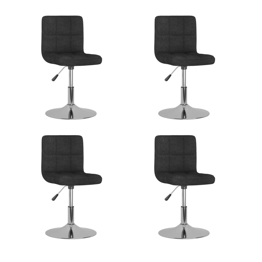 Vetonek Sillas de comedor giratorias 4 unidades tela negro