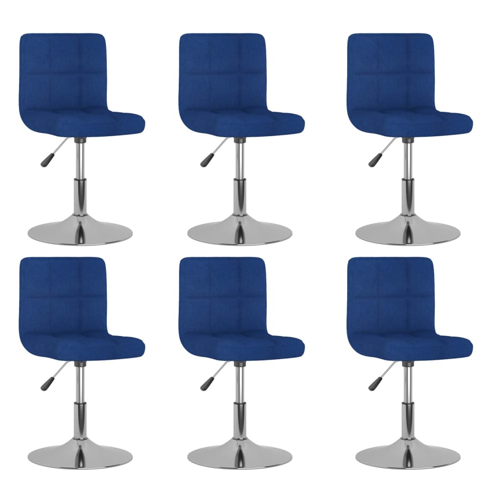 Vetonek Sillas de comedor giratorias 6 unidades tela azul