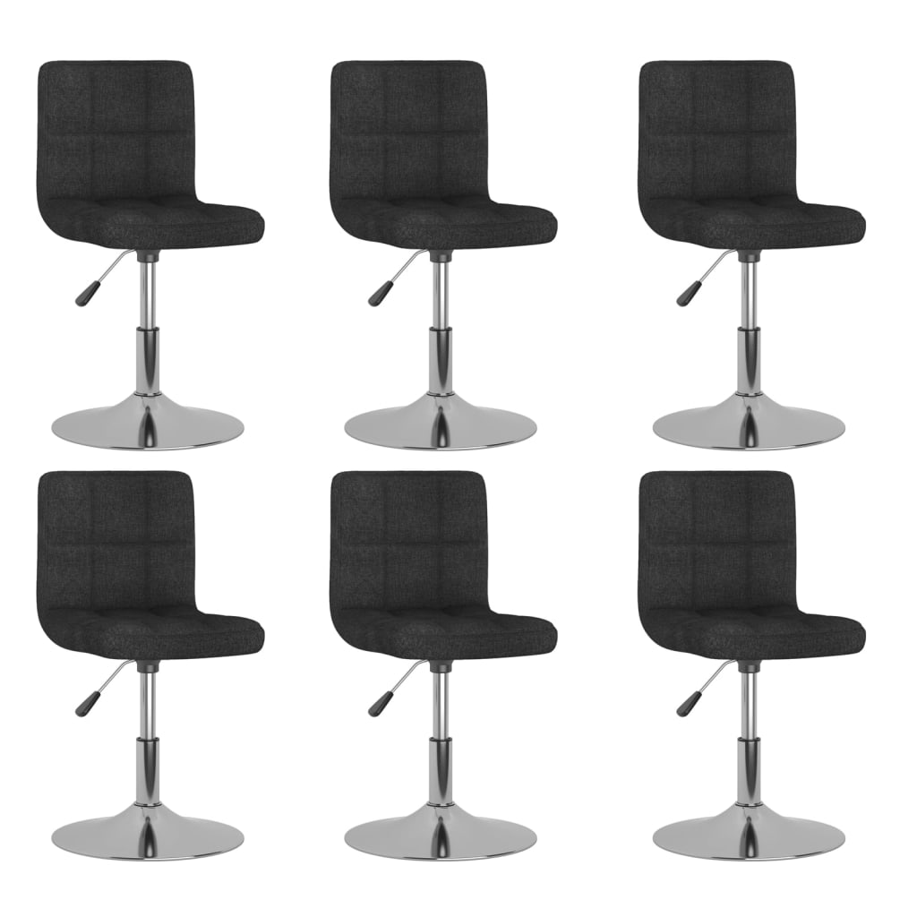 Vetonek Sillas de comedor giratorias 6 unidades tela negro