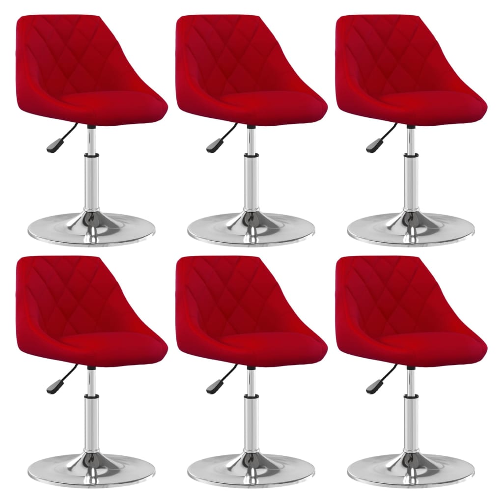 Vetonek Sillas de comedor giratorias 6 unidades terciopelo rojo tinto