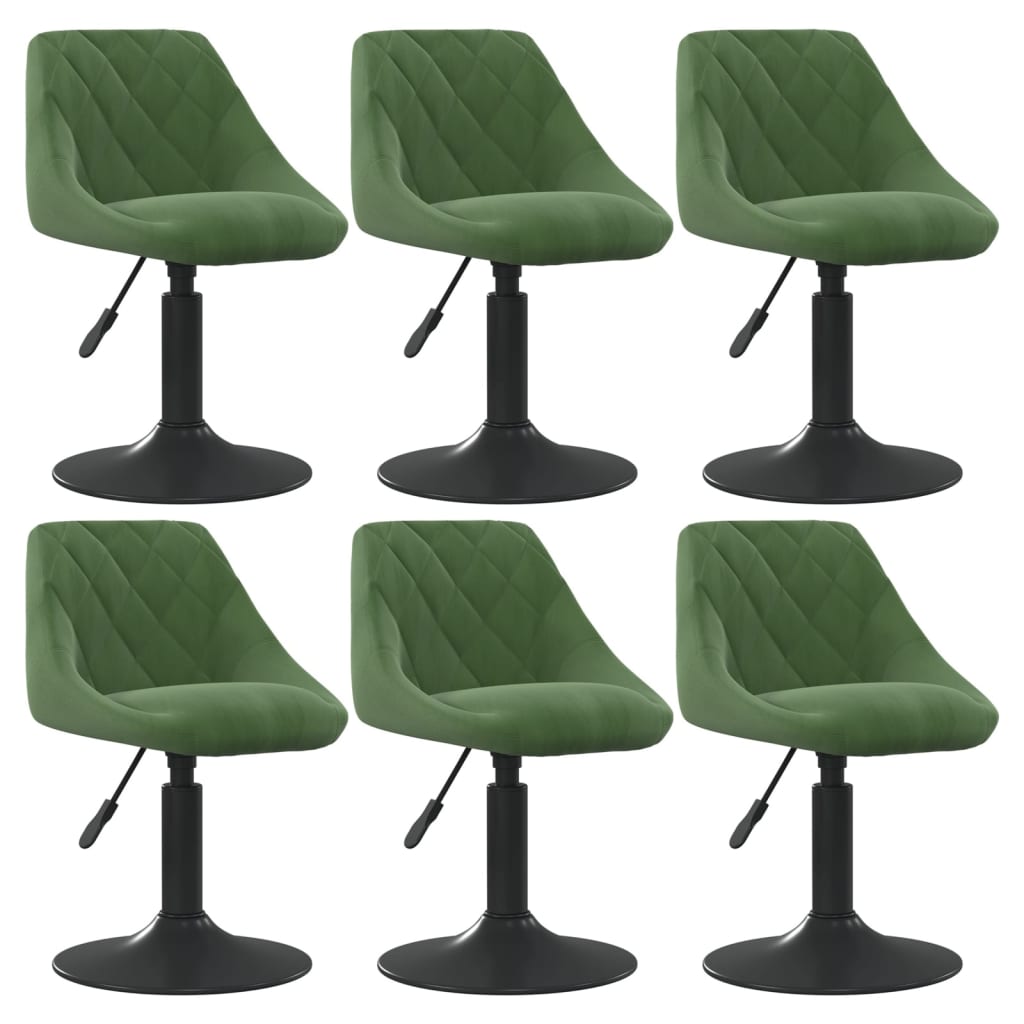 Vetonek Silla de comedor giratoria 6 uds terciopelo verde oscuro