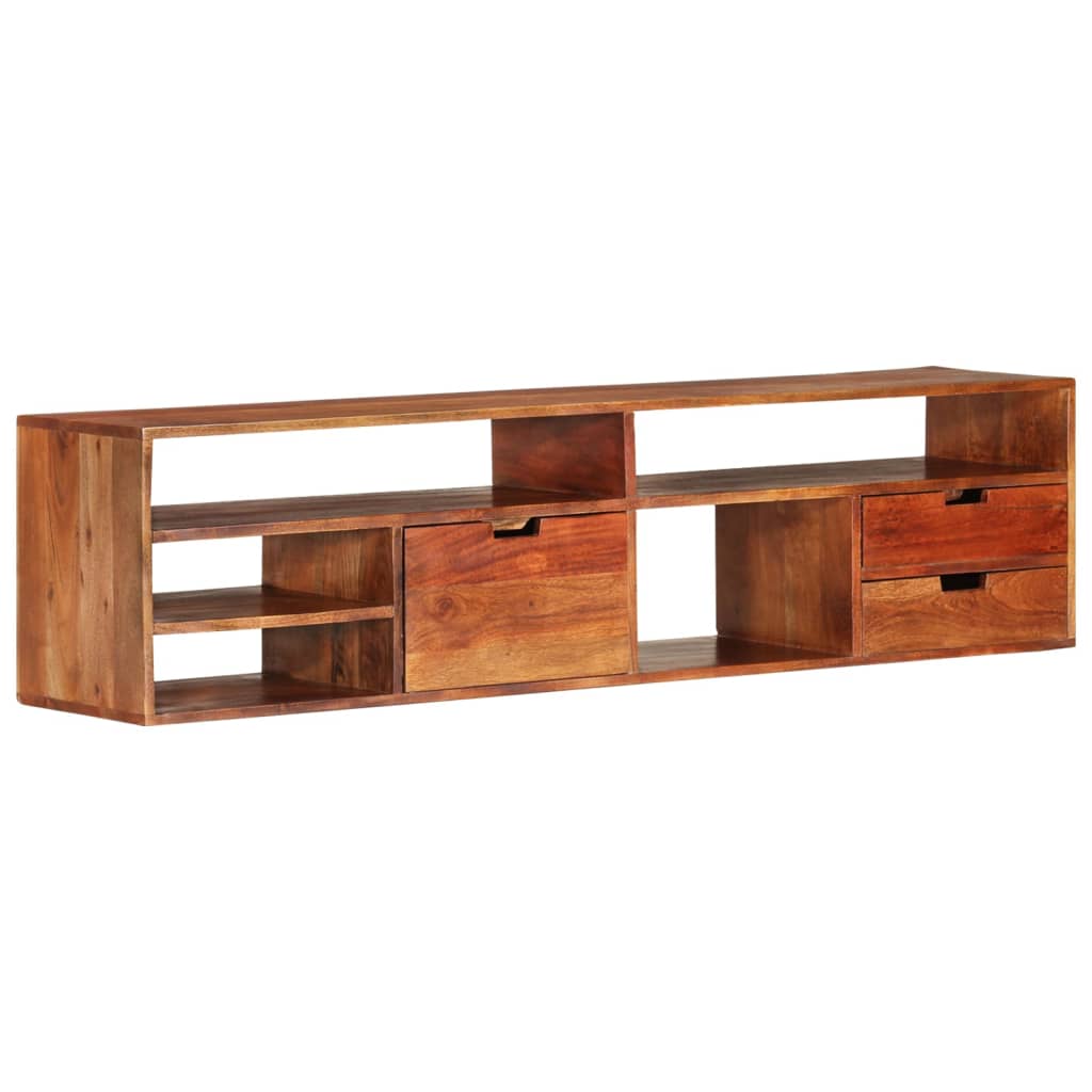 Vetonek Mueble de TV de madera maciza de acacia 140x30x35 cm