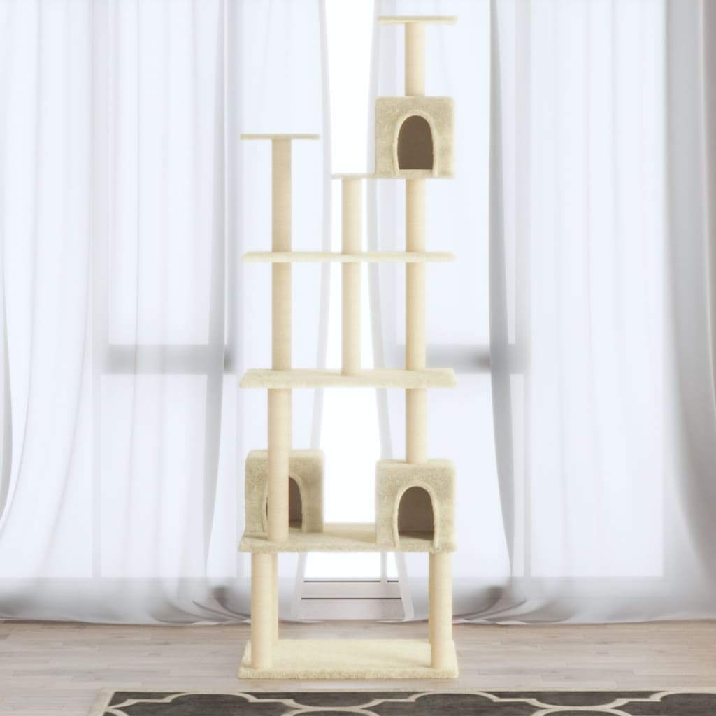 Vetonek Rascador para gatos con postes de sisal crema 188 cm