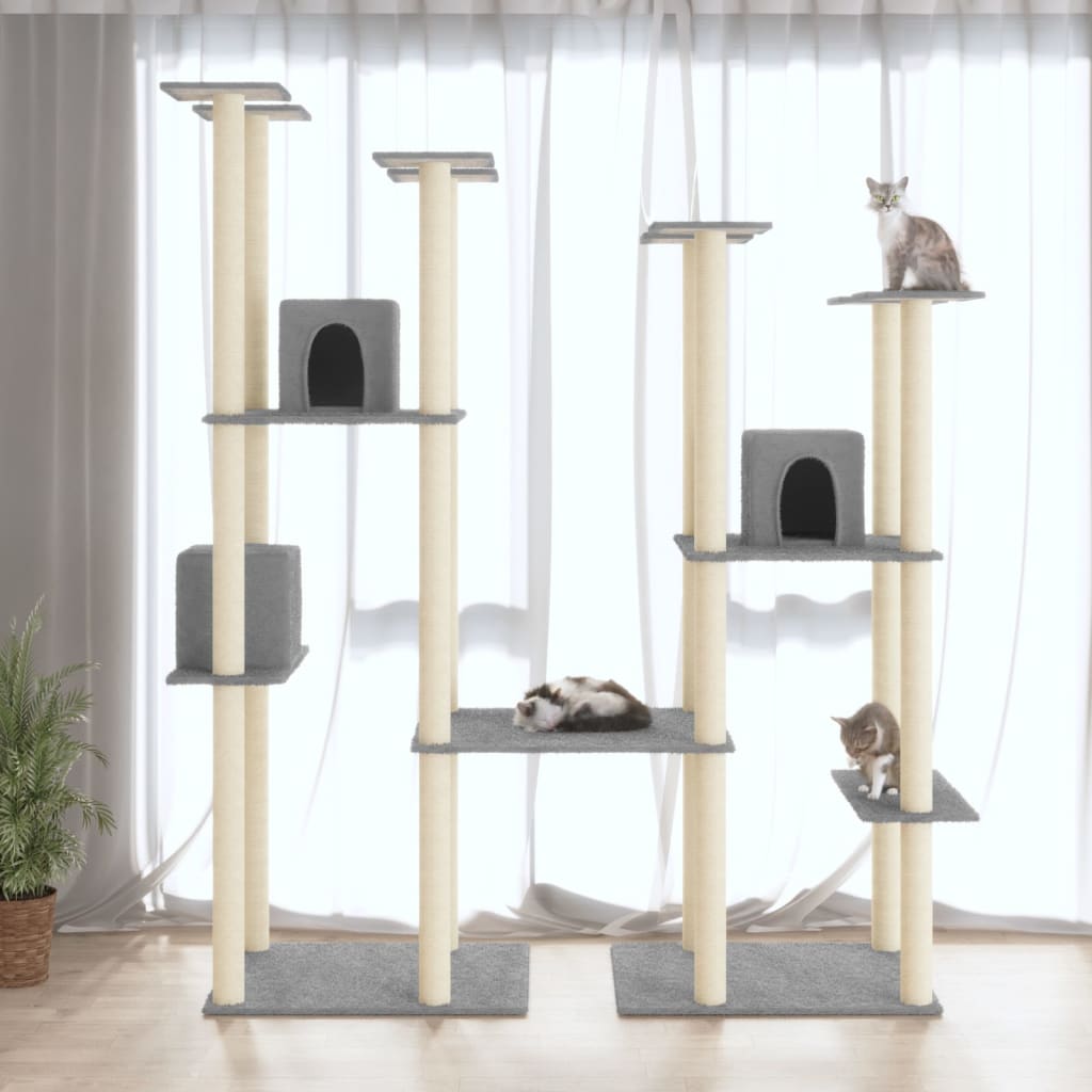 Vetonek Rascador para gatos con postes de sisal gris claro 174 cm