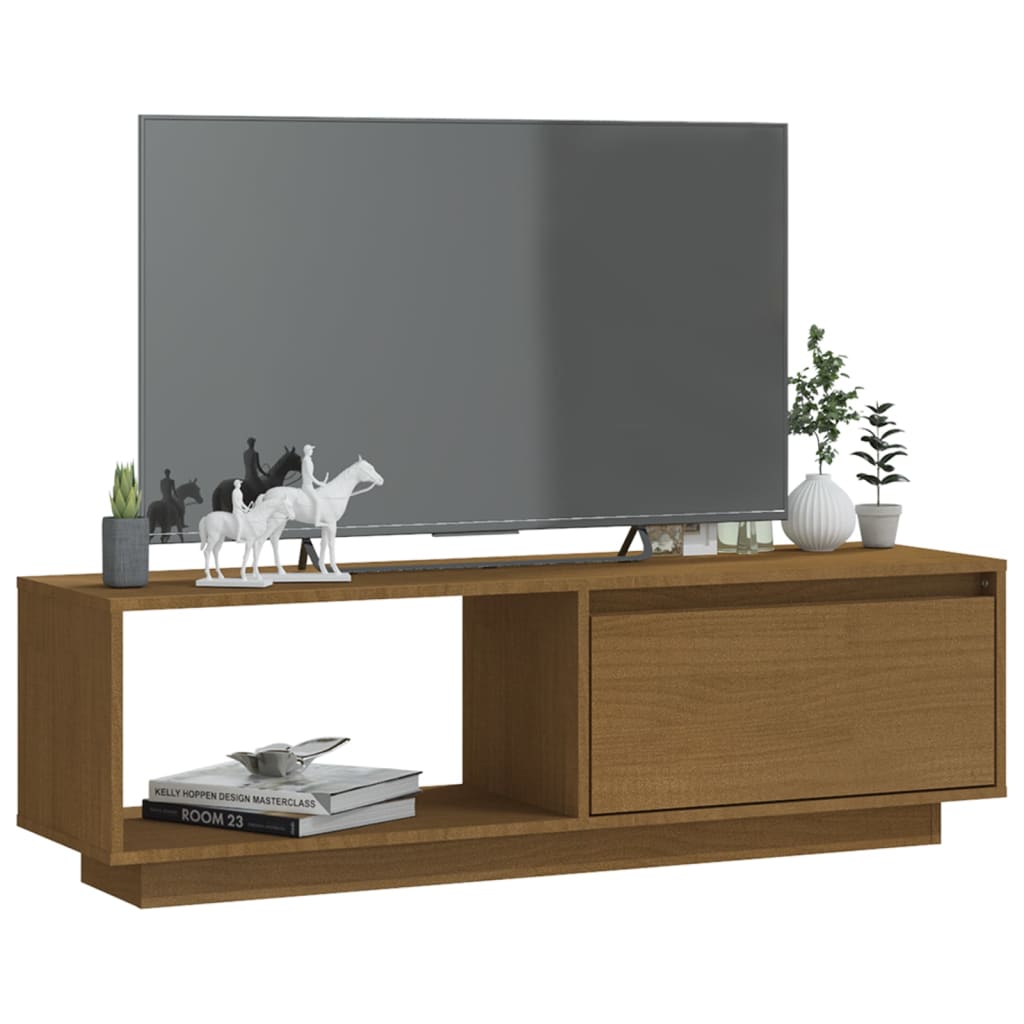 WOOD TV furniture Brown pine honey 110x30x33.5 cm